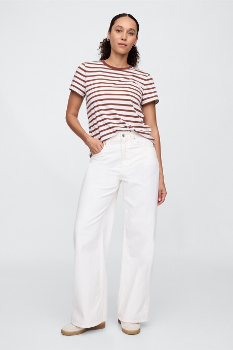 Remera A Rayas Cuello Redondo Mujer Root Brown