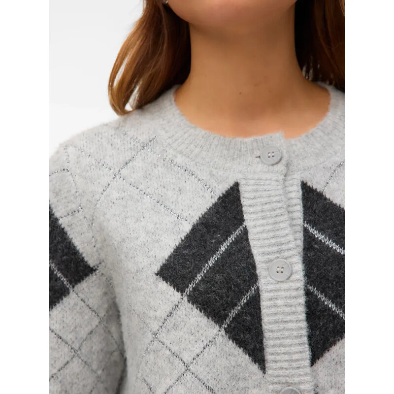 VMDAE LS O-NECK CARDIGAN Light Grey Melange-DGM