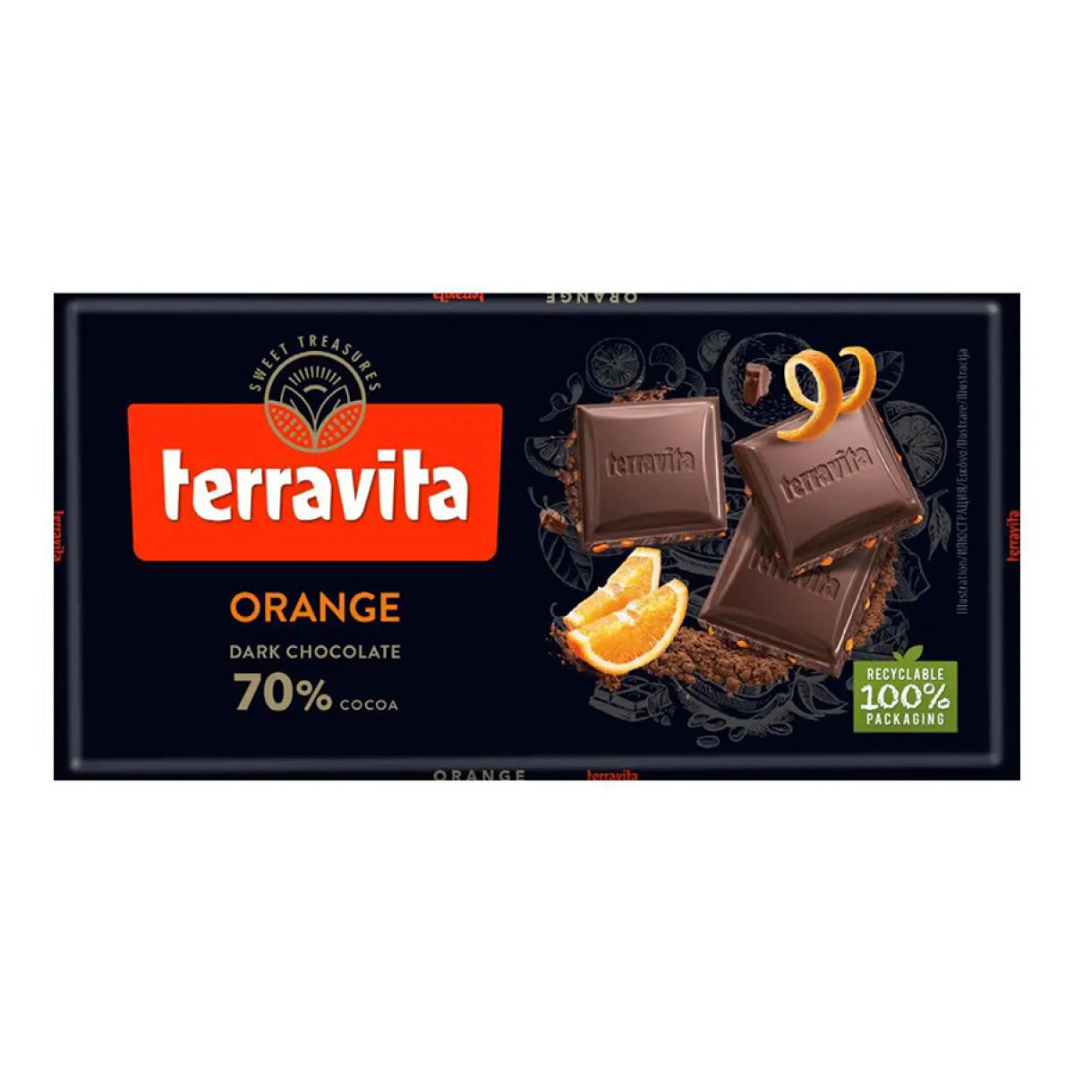 Chocolate Terravita Negro 70% con Naranja 90 G 