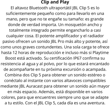 Parlante JBL Clip 5 V01