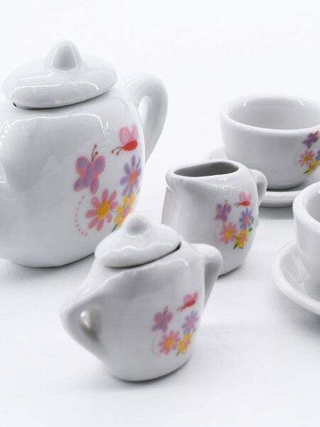 SET DE TE SIMIL CERAMICA BLANCO
