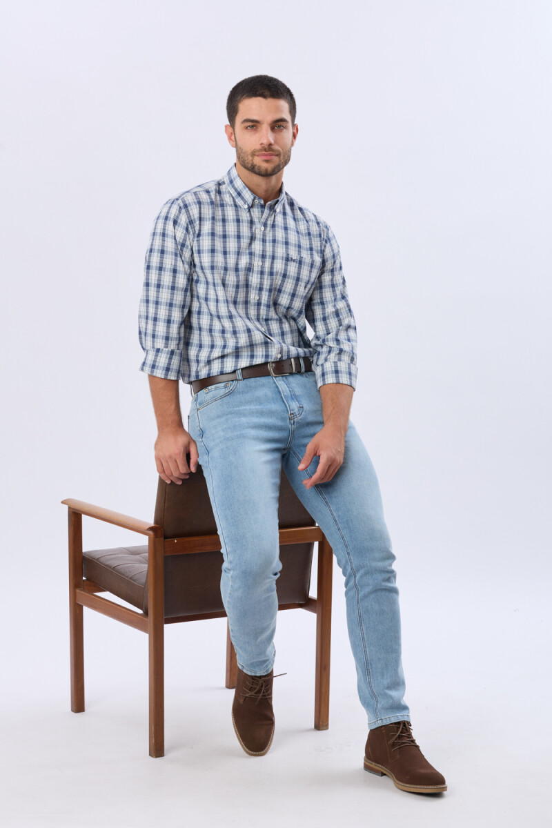 PANTALÓN DE JEAN SKINNY - Celeste 