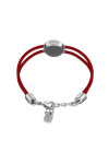 PULSERA DE CUERO ROJA CON DETALLE DE OJO EN ALEACIÓN DE METALES BAÑADO EN PLATA Y CRISTAL Pulsera