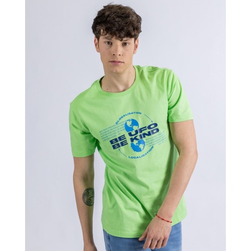 Camiseta en algodón estampada UFO Kind verde Verde claro