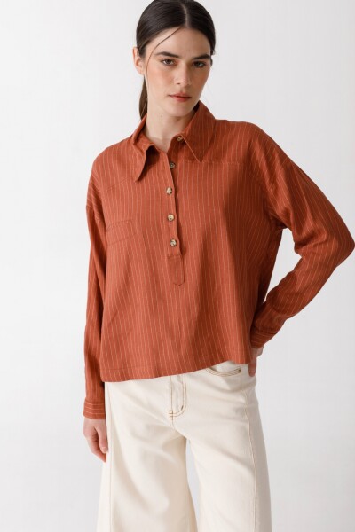 BLUSA POLO LINEN Rayas Terrac