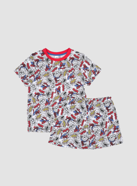 Pijama infantil full print spiderman Blanco