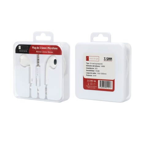 Auriculares Stereo Roca To Go 3,5Mm Universo Binario BLANCO