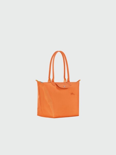 Longchamp -Cartera Longchamp plegable de nylon con cierre y asa larga, Le pliage L Naranja