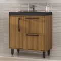 MUEBLE DE BAÑO 80 CM CON MESADA - MIEL/NEGRO MUEBLE DE BAÑO 80 CM CON MESADA - MIEL/NEGRO