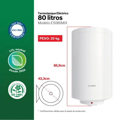 Termotanque eléctrico Bosch KNWVB 80 L ES080MIX
