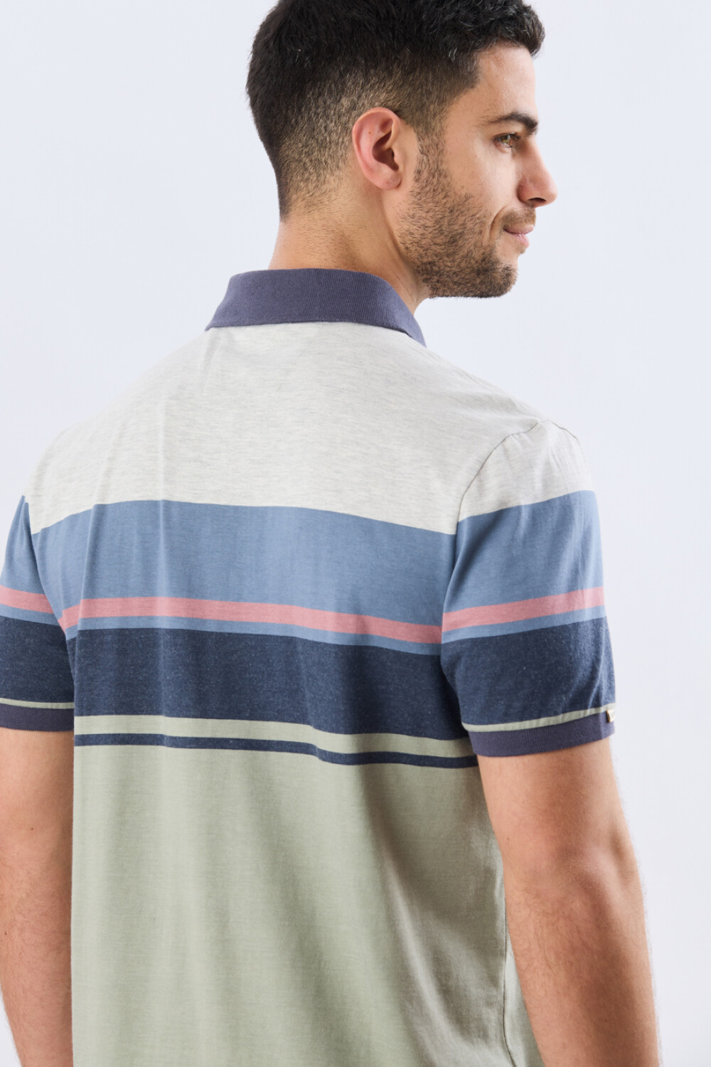 REMERA POLO RAYADA JERSEY Blanco
