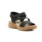 Country Sandalia Mujer Tira Ancha Y Tira Cruzada Con Pulsera Y Velcro Negro