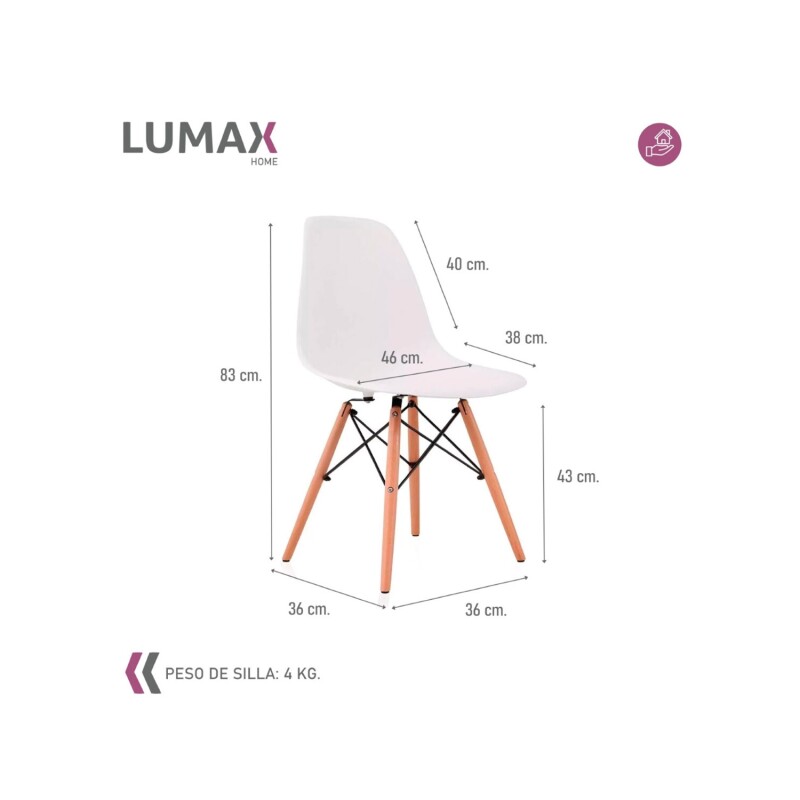 Juego de comedor Con Mesa Circular de 80cm + 4 Sillas Eames Azul/Blanco