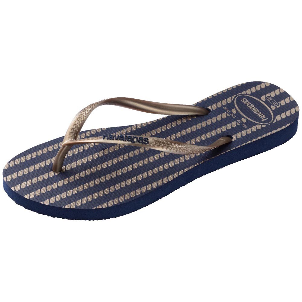 Sandalias Havaianas Slim Nautical Mujer Azul Marino Oro Rosa Metálico
