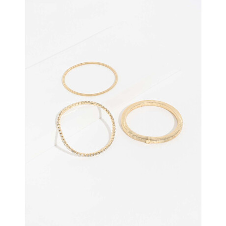 Set De Pulseras Con Strass Dorado