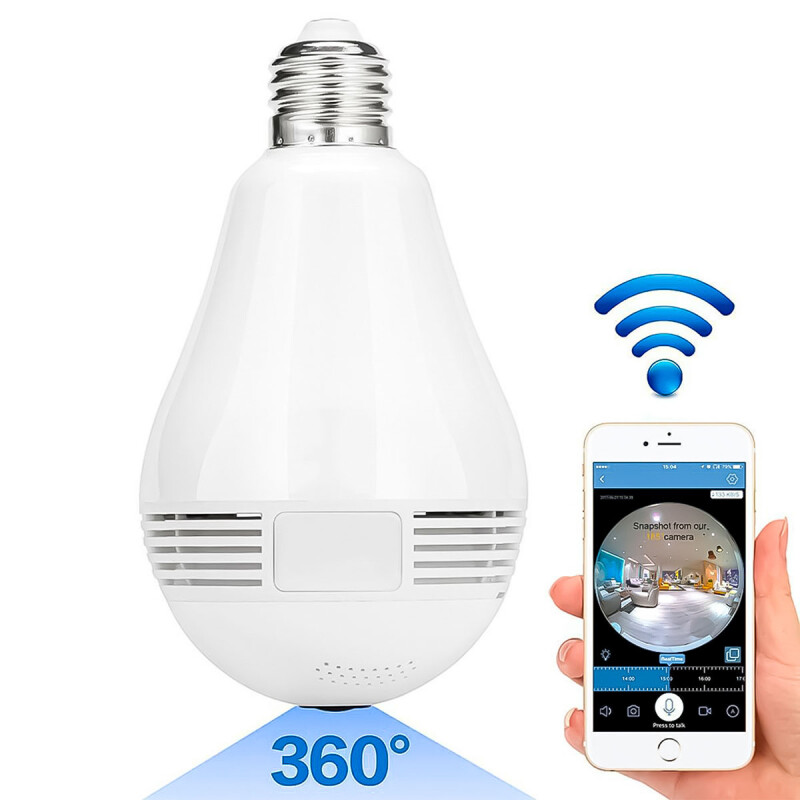 Cámara Lámpara 360° HD con Luz y Audio Cámara Lámpara 360° HD con Luz y Audio