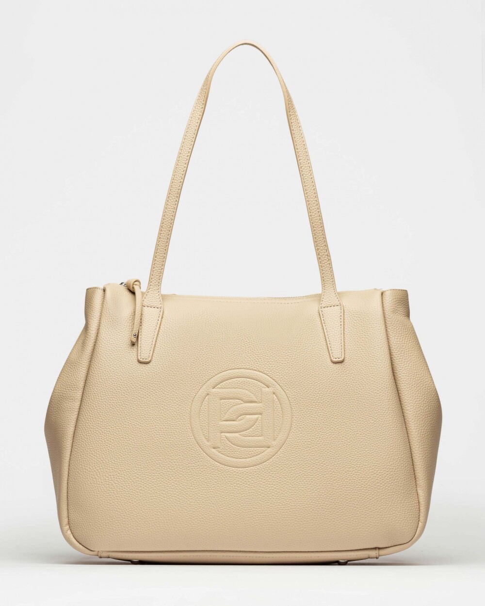 Bolso Sign en efecto cuero Natural