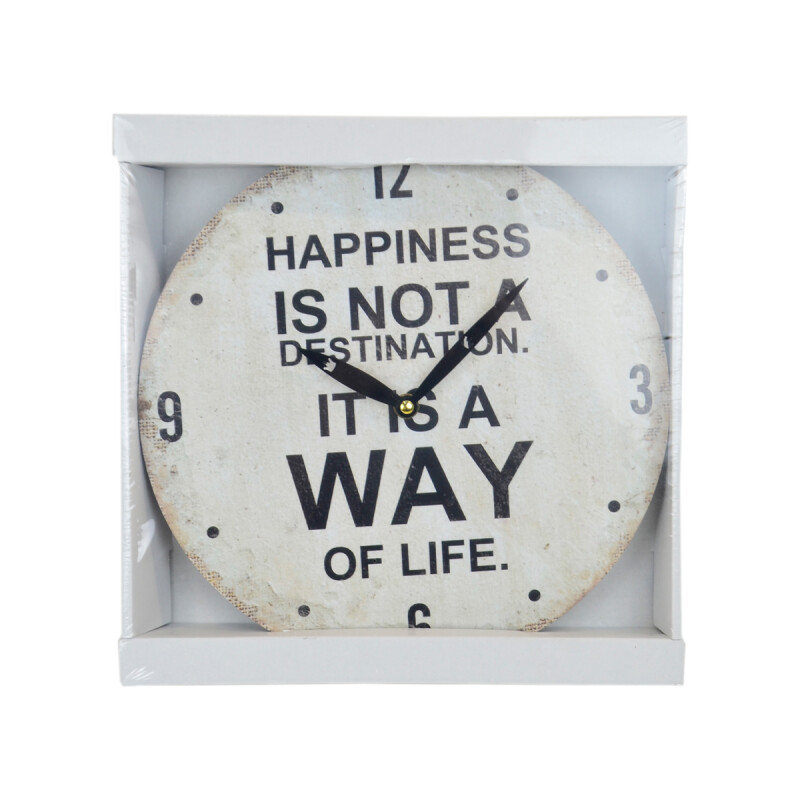 Reloj de pared mdf D28,8x3,5 cm HAPPINESS
