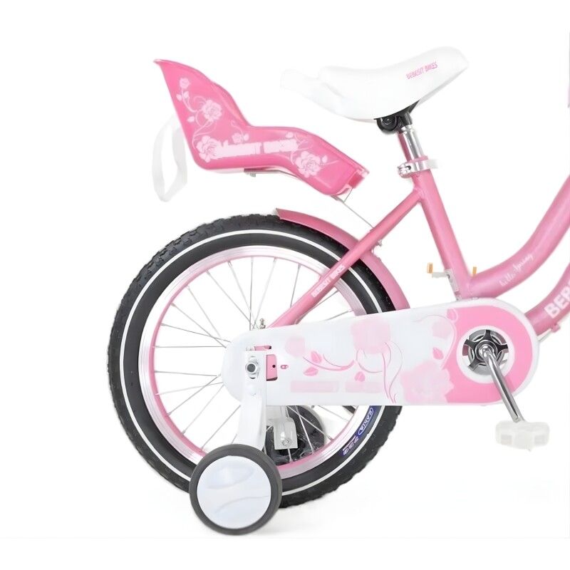 Bicicleta Bebesit Queen rodado 16" con rueditas y canasto Rosa