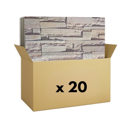 20 Placas Revestimiento Pared Autoadhesiva 70x77cm Promo X20 Piedra Clara