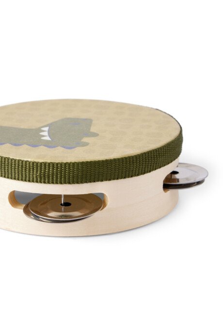 Pandereta de madera, diseño cocodrilo Pandereta de madera, diseño cocodrilo