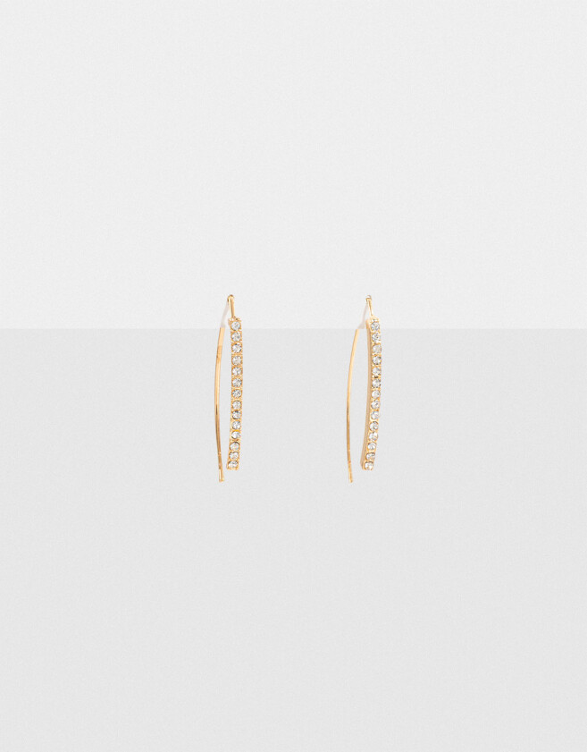 Aros Colgantes Largos Con strass Aros Colgantes Largos Con Strass - Dorado