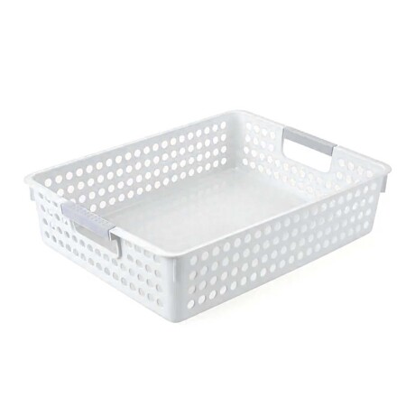 Caja Organizadora Baja Canasto Multiuso Mediano en Plástico Blanco