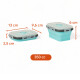 Set X4 Taper Contenedor Silicona Plegables Tapa Plastico Hermetica Celeste
