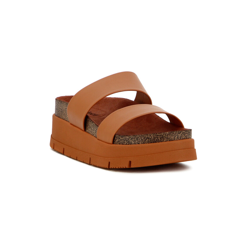 Moleca Sandalia Dama Doble Tira Ancha Camel