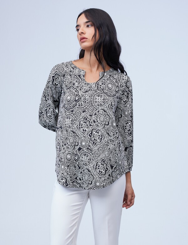 Blusa Keyhole NEGRO/BLANCO