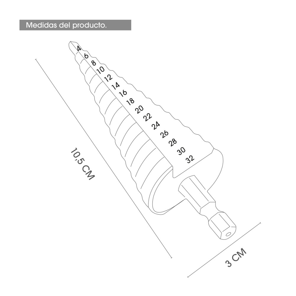 Brocas Escalonadas Baño Titanio 4-32 Mm Profesional Brocas Escalonadas Baño Titanio 4-32 Mm Profesional