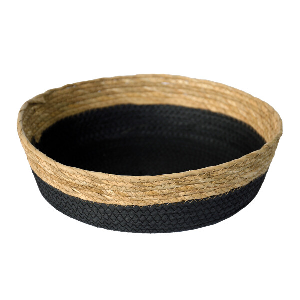 CESTO DE FIBRA NATURAL Ø 35X10 CM NEGRO NEGRO