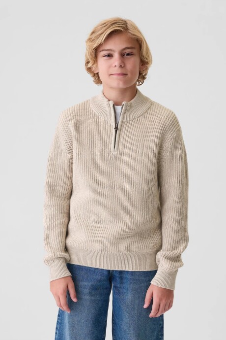 Buzo Algodón Medio Cierre Niño Light Oat Heather