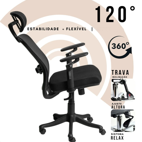 Silla Sillon Mesh Apoya Cabeza Respaldo Alto SILLA RESPALDO ALTO 5D MESH CELLA