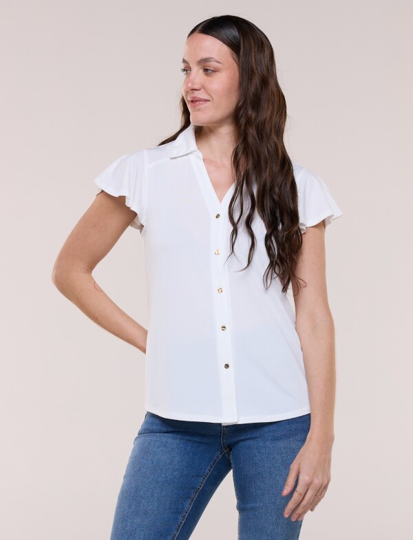 Camisa Manga Corta Con Volados CRUDO