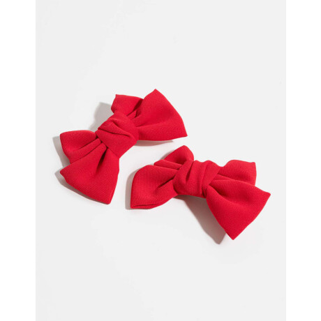 Set De Horquillas Con Moños Rojo Cereza
