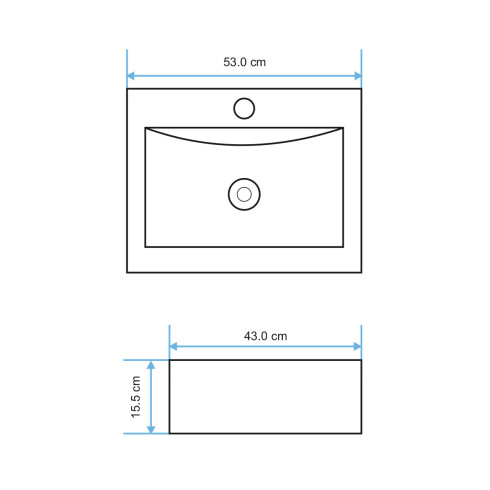 BACHA RECTANGULAR DE APOYO BLANCO 52X43X15.5 SQUAREL 000