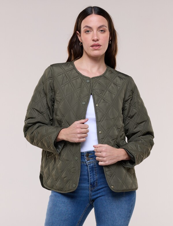 Campera Matelassé Broches A Presión OLIVA