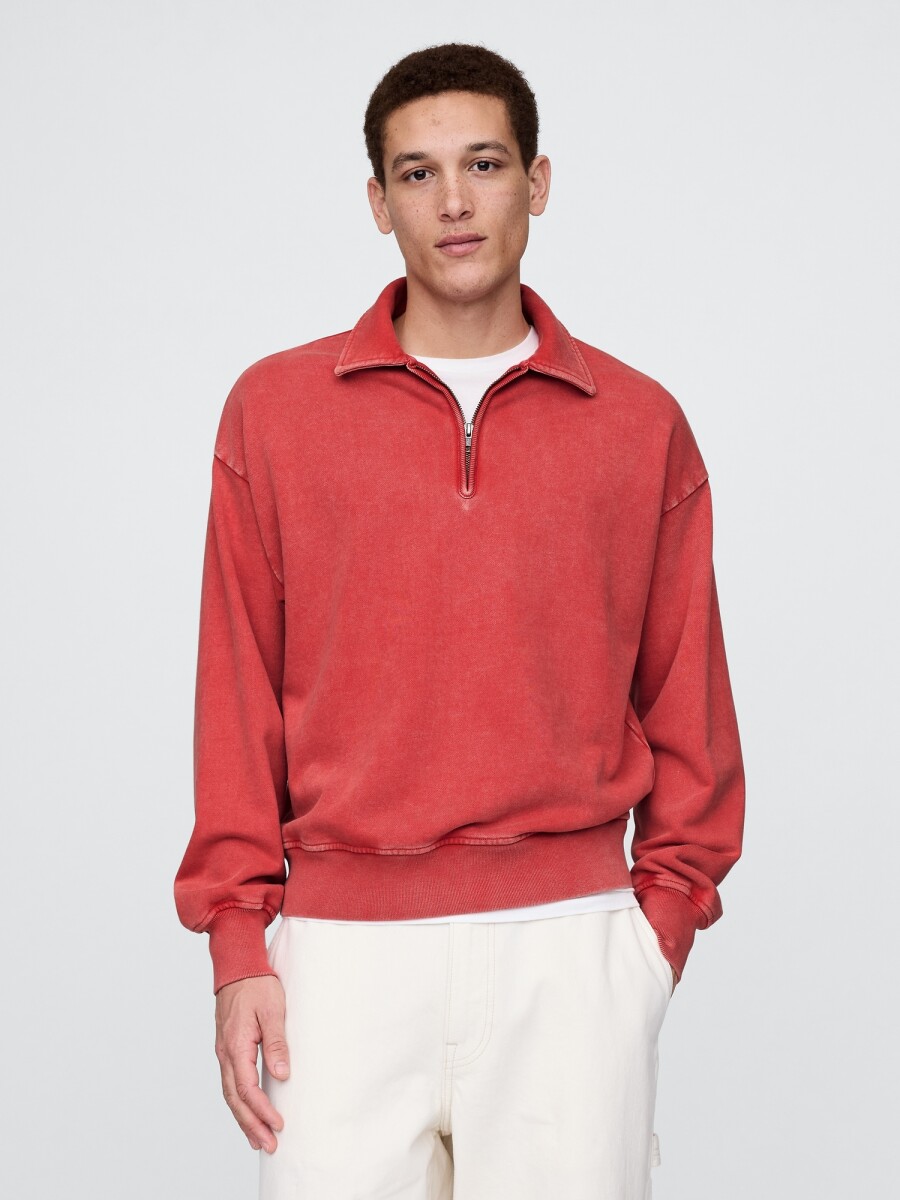 Buzo Deportivo Sin Felpa Medio Cierre Hombre - Washed Red 
