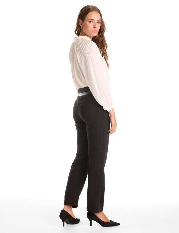 Pantalon Aplique Eco Cuero NEGRO