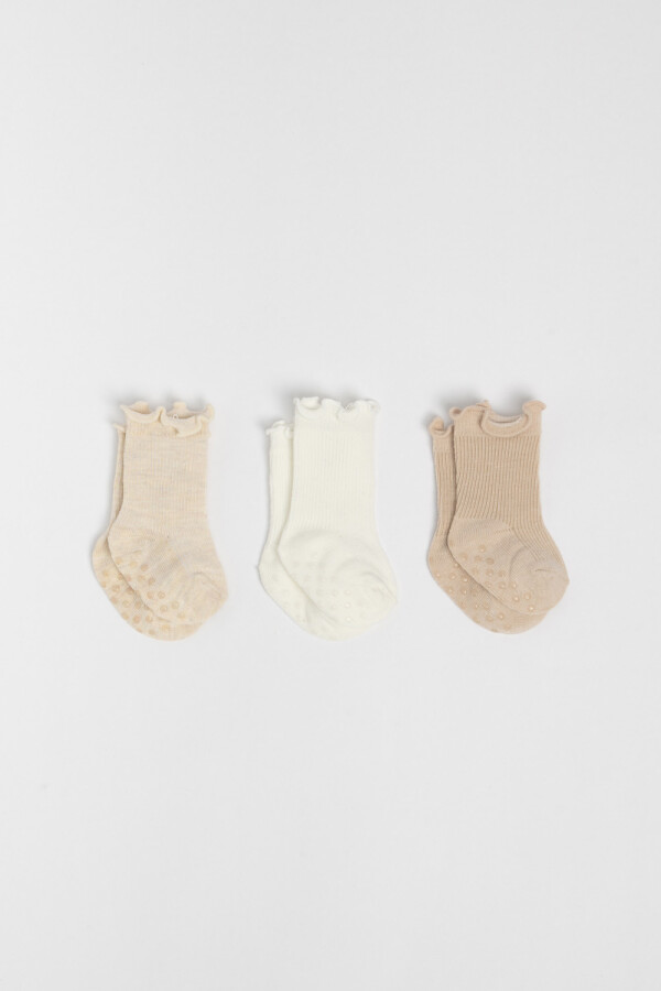 Pack x3 medias ribete Taupe