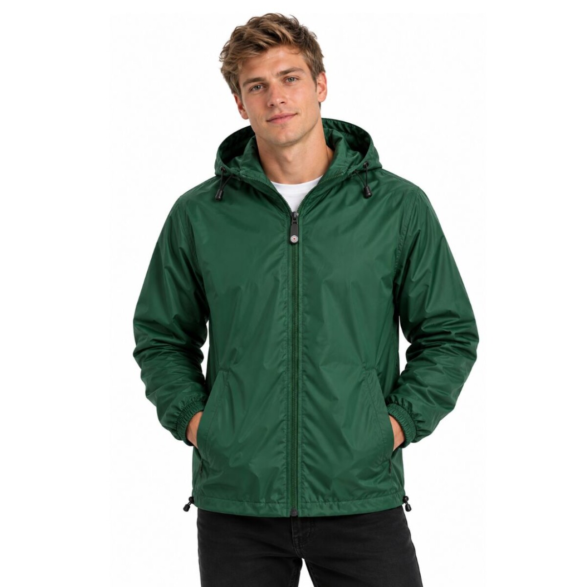 Campera impermeable forro polar - Verde bosque 