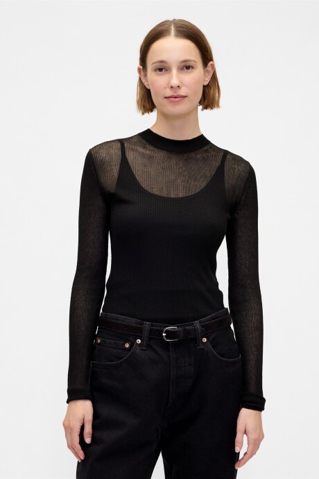SHEER FITTED CREW Black