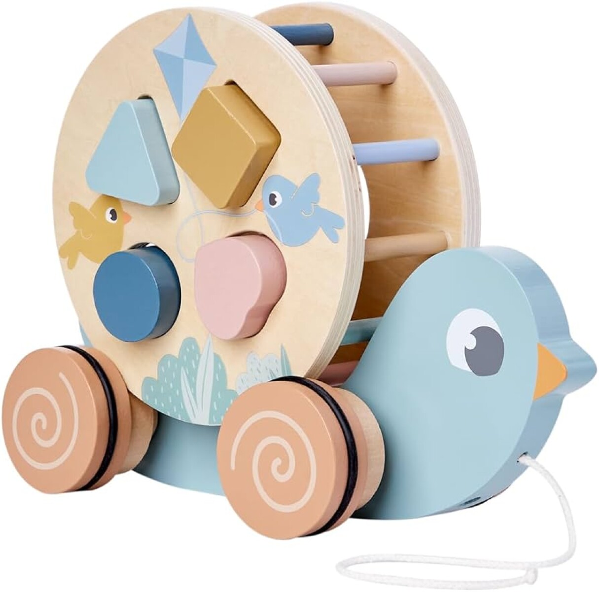 Juguete encastre y arrastre BUBA montessori cloudy pajarito 