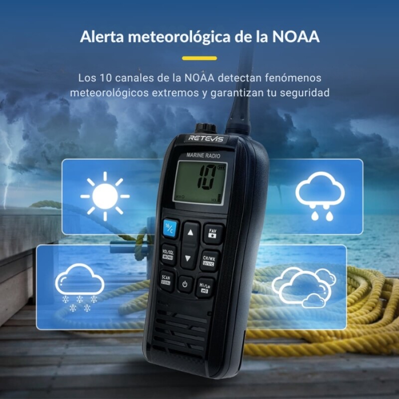 Radio Marino VHF Retevis RM22 6W IP67 Flotante NOAA 88 Canales Radio Marino VHF Retevis RM22 6W IP67 Flotante NOAA 88 Canales