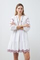 Vestido midi con bordados blanco