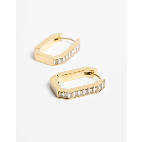 Argollas Acero Con Cubic Dorado