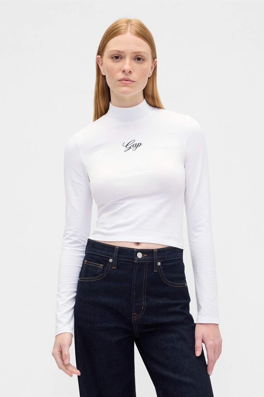 Remera Polera Logo Gap Mujer White Uk