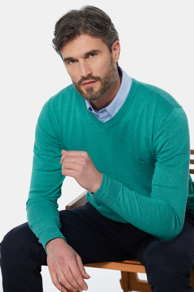 BUZO TEJIDO CUELLO V - Verde 