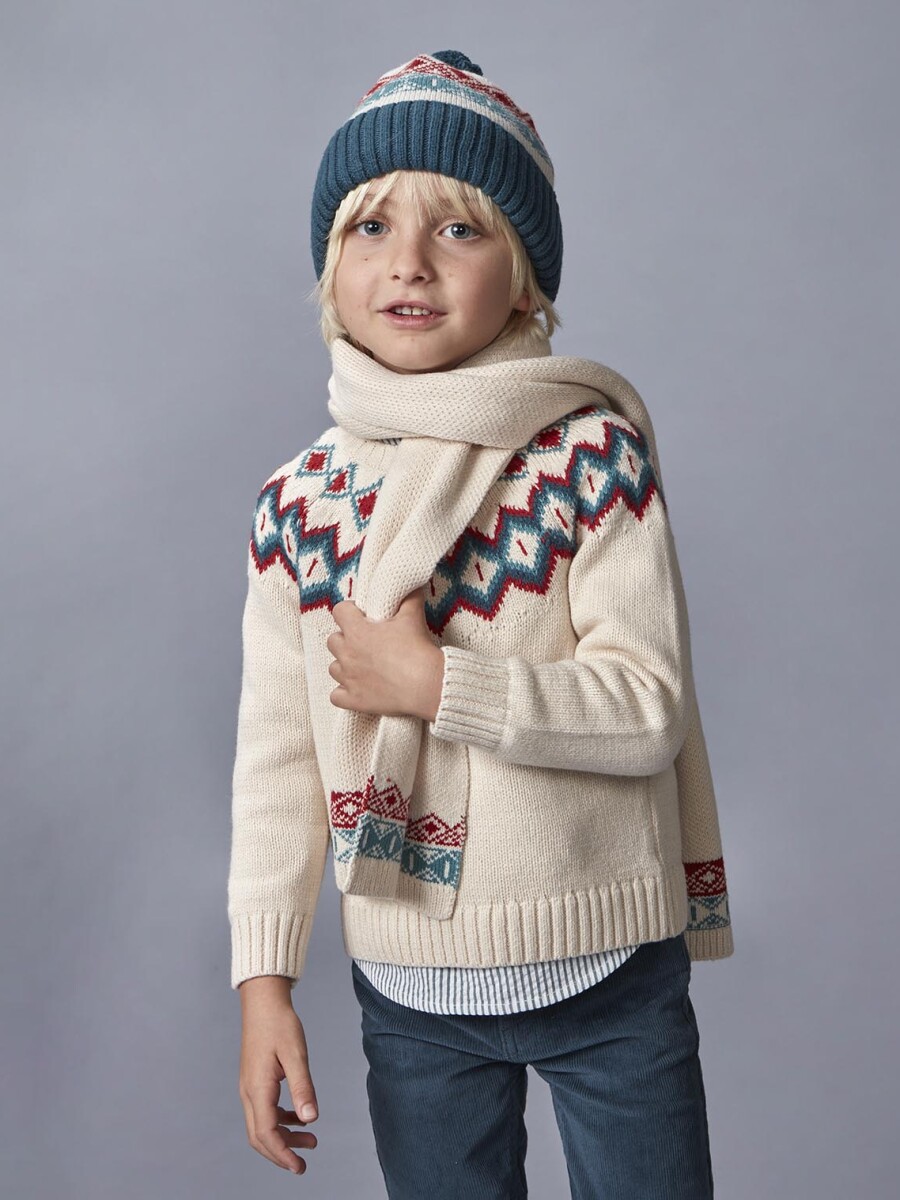 Gorro Con Jaquard Piedra